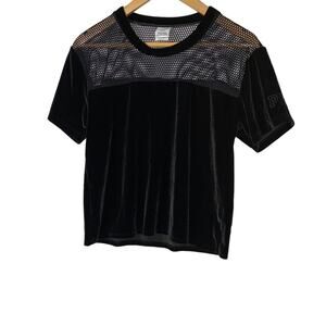 VS PINK Velvet and Mesh Top Dark Green sz M